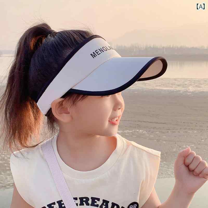 日よけ 帽子 キッズ サンバイザー 子供 暑さ 予防 熱中症対策 スポーツ 外遊び 日焼け防止 紫外線 カット 通気性 快適 つば広 調節可能 ベルト おしゃれ カジュアル ベージュ ピンク 黒 アルファベット