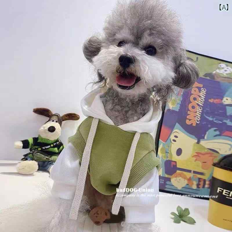 犬 服 暖かい 秋冬 フリース 保温性 シュナウザー ポメラニアン フード ひも 厚手 薄手 涼しい 大きめサイズ ロゴ入り ダブルカラー 緑 白