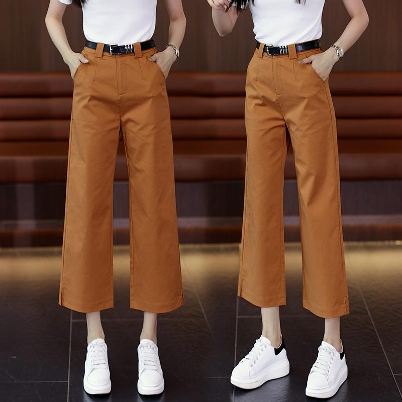 レディース ファッション おしゃれ 八分丈 パンツ 夏 薄手 涼しい セットアップ パンツ テンセル 綿 ストレート パンツ 小柄 ワイド パンツ