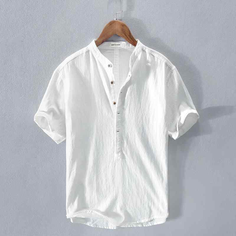 メンズ ファッション シンプル おしゃれ カジュアル チャイナ風 無地 リネン 半袖 Tシャツ リネン 夏 通気性 快適 綿 リネン Tシャツ トレンディ t