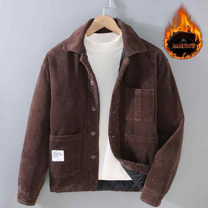 秋冬 コーデュロイ 厚手 服 レトロ トレンディ コーデュロイ 綿入り ジャケット|おうち健康生活
