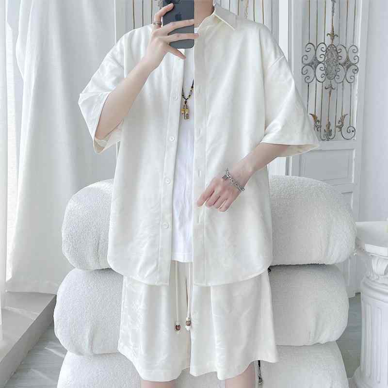 ひんやり 涼しい 快適 シャツ 半袖 夏 中国 セットアップ チャイナ風 レトロ 唐服 漢服 2点 セット