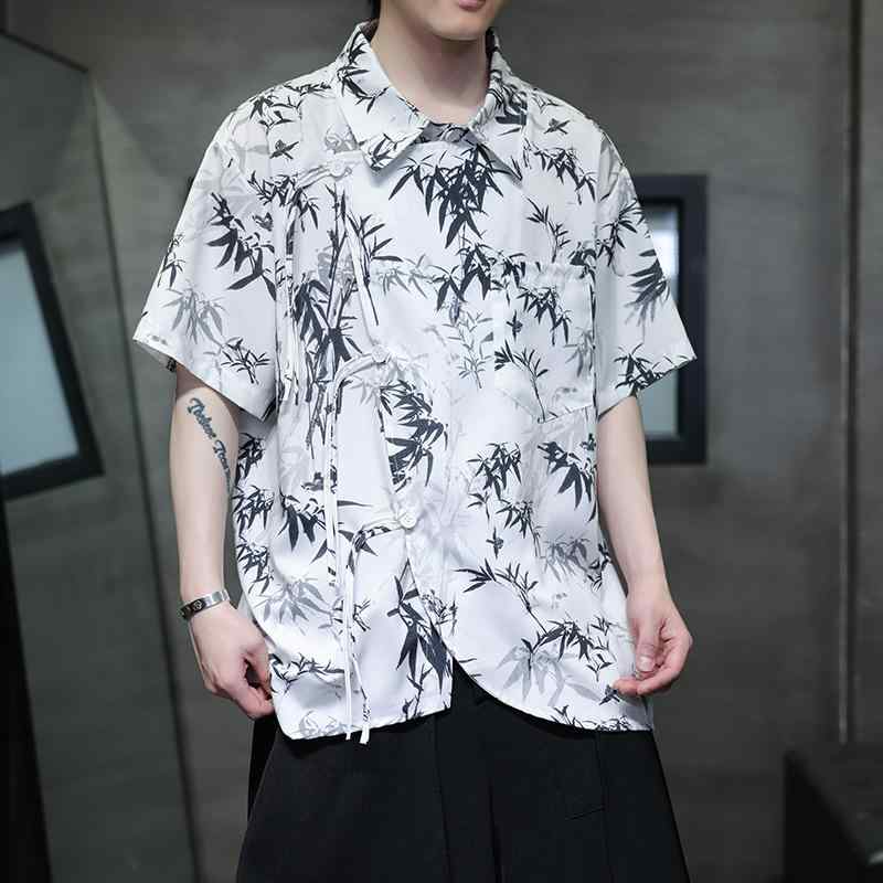 不規則 ひんやり 涼しい 快適 半袖 シャツ 夏 チャイナ風 斜め ボタン ダウン トップス 唐服 漢服