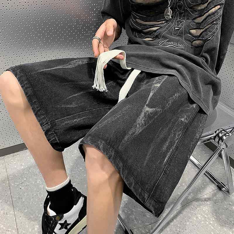 タイダイ柄 デニム ショート パンツ 夏 薄手 涼しい 涼しい 大きいサイズ ストレート ミディアム パンツ アメリカン トレンド 五分丈 ハーフ ハーフ ハーフ 式 パンツ