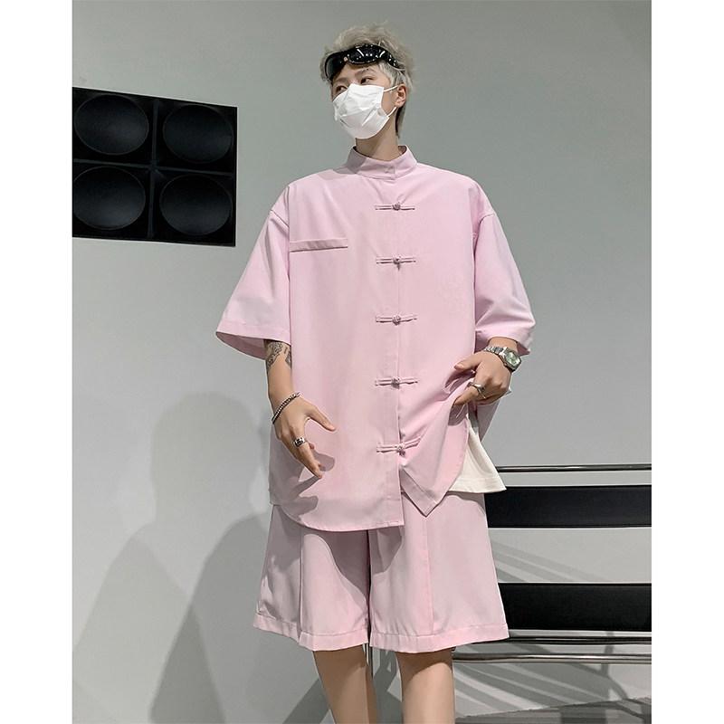チャイナ風 半袖 シャツ 夏 チャイナ風 唐 装 漢服 ひんやり 涼しい 快適 2点 セット トレンド