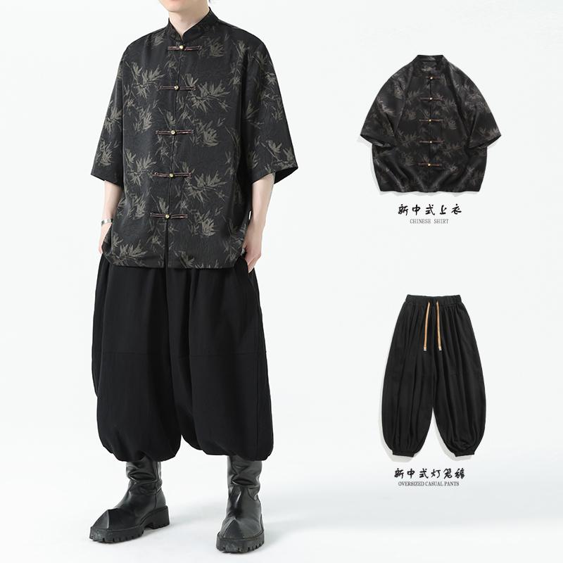 中国 セットアップ 夏 瀬戸もの風 唐 セットアップ 漢服 透け透け 冷やりとした 冷やりとした ゆったり ひんやり 冷やりとした 好いたらしい 半袖 プルオーバー 2点 仕かける