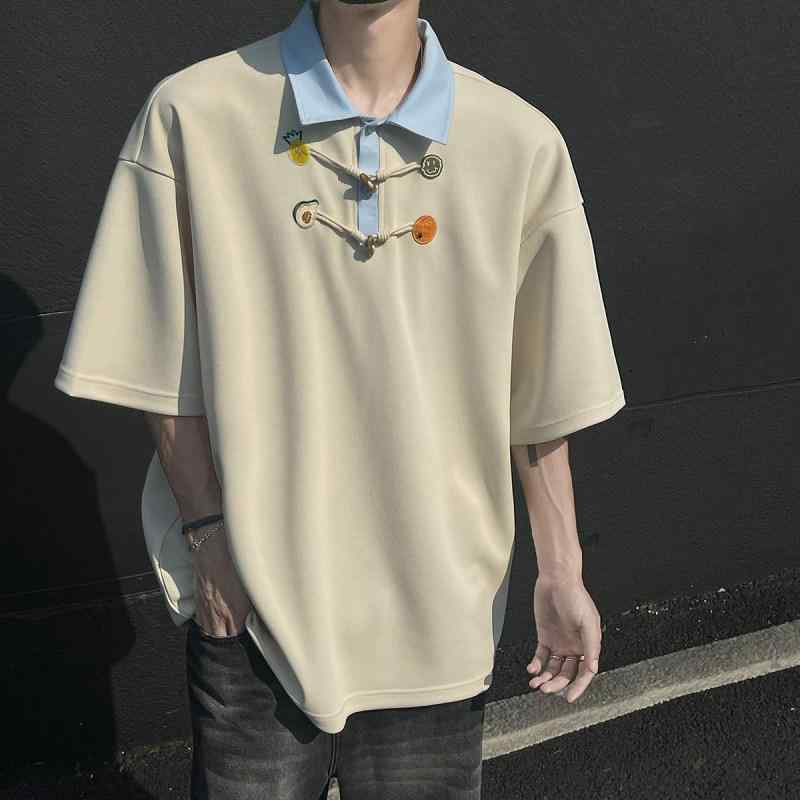 アメリカン レトロ Tシャツ 夏 トレンド 半袖 ポロシャツ 半袖 Tシャツ 薄手 涼しい