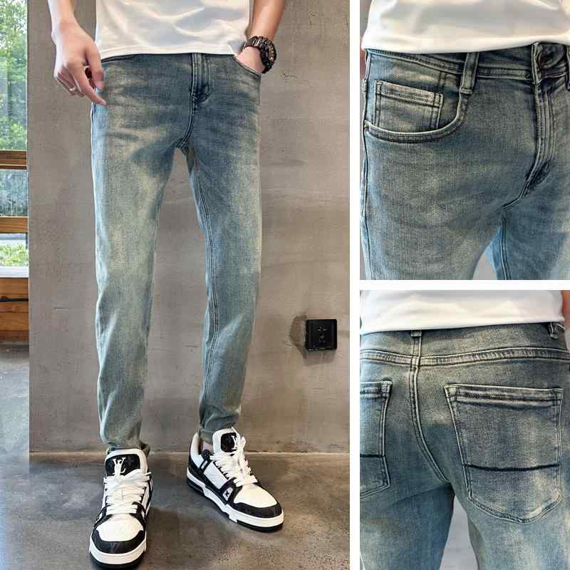 メンズ ファッション カジュアル おしゃれ トレンディ ジーンズ 薄手 涼しい レトロ ストレッチ クロップド パンツ ロング パンツ 夏 トレンディ パンツ｜おうち健康生活