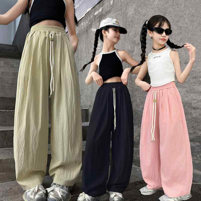 キッズ ズボン 女の子 カジュアル おしゃれ パンツ 子供 夏 服 男の子 ワイドレッグ トレンディ