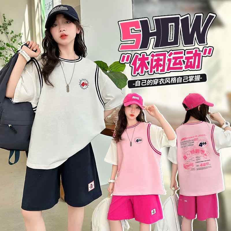 子供服 女の子 セットアップ おしゃれ カジュアル 夏 韓国 ズボン パンツ 2点セット