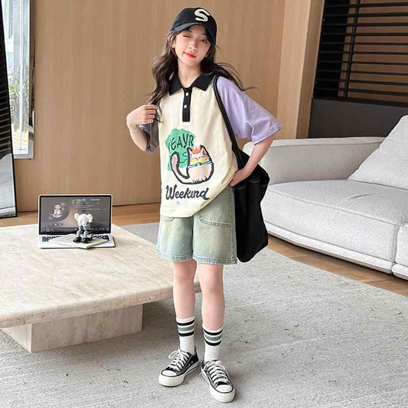 子供服 女の子 セットアップ おしゃれ カジュアル 夏 半袖 t シャツ 綿 トップス 半袖 ショート パンツ