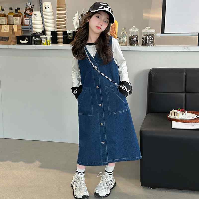 女の子 ファッション キッズ ドレス 春 服 子供 春秋 デニムスカート 小さめ シャツ セットアップ トレンディ セット 5,692円