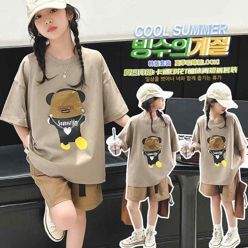 子供服 女の子 セットアップ おしゃれ カジュアル 夏 韓国 ズボン パンツ 2点セット