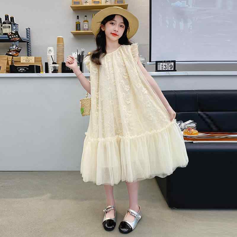 ワンピース 女の子 夏 キッズ 子供 かわいい ドレス 薄手 涼しい 子供 メッシュ スカート ロング スカート 子供 西洋 プリンセス ドレス