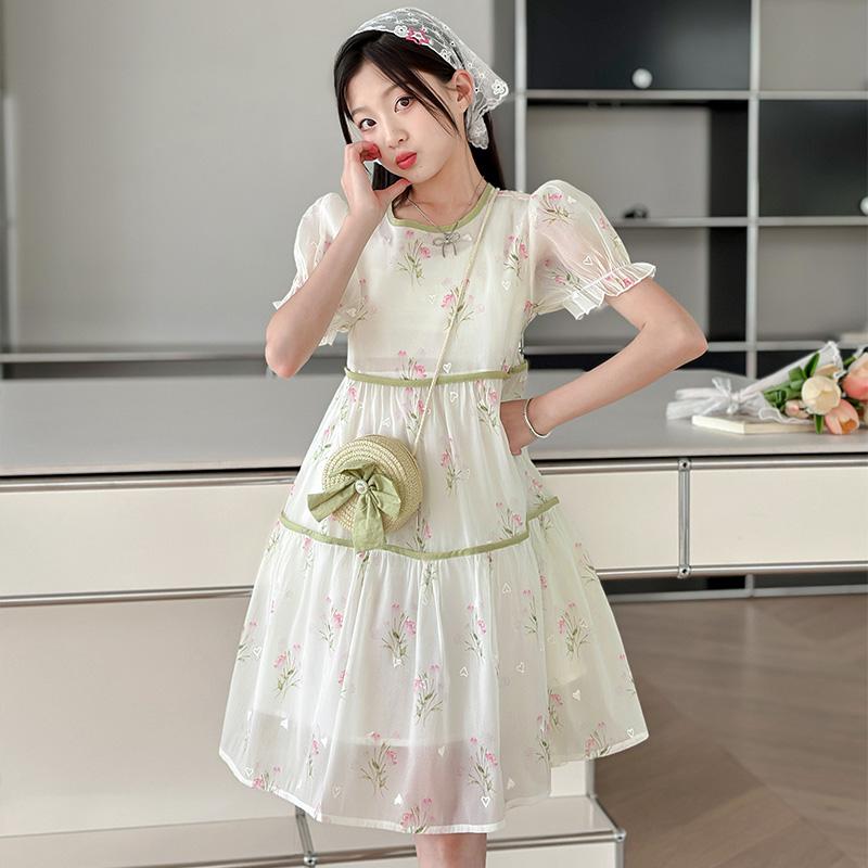 衣裳 お嬢さん 夏 愛くるしい 花柄 お召しもの 透け透け 冷やりとした 赤ちゃん シフォンスコート スコート 赤ちゃん 御姫様 お召しもの