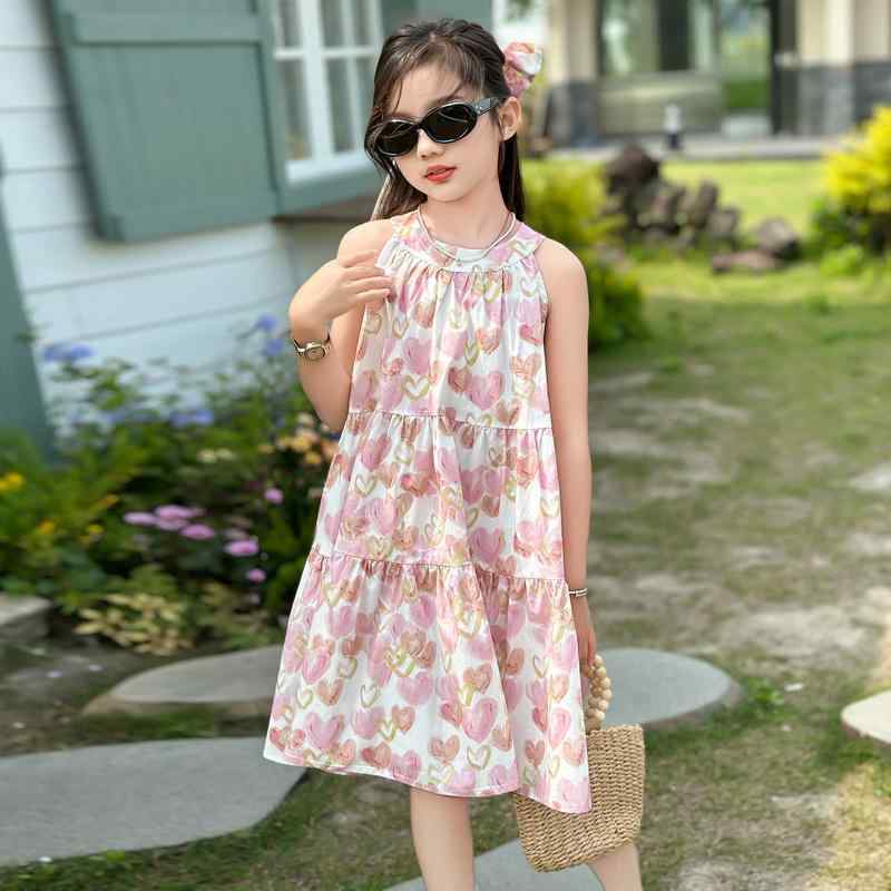 ワンピース 女の子 夏 かわいい ドレス 薄手 涼しい 子供 花柄 スカート スカート 子供 サスペンダー プリンセス ドレス