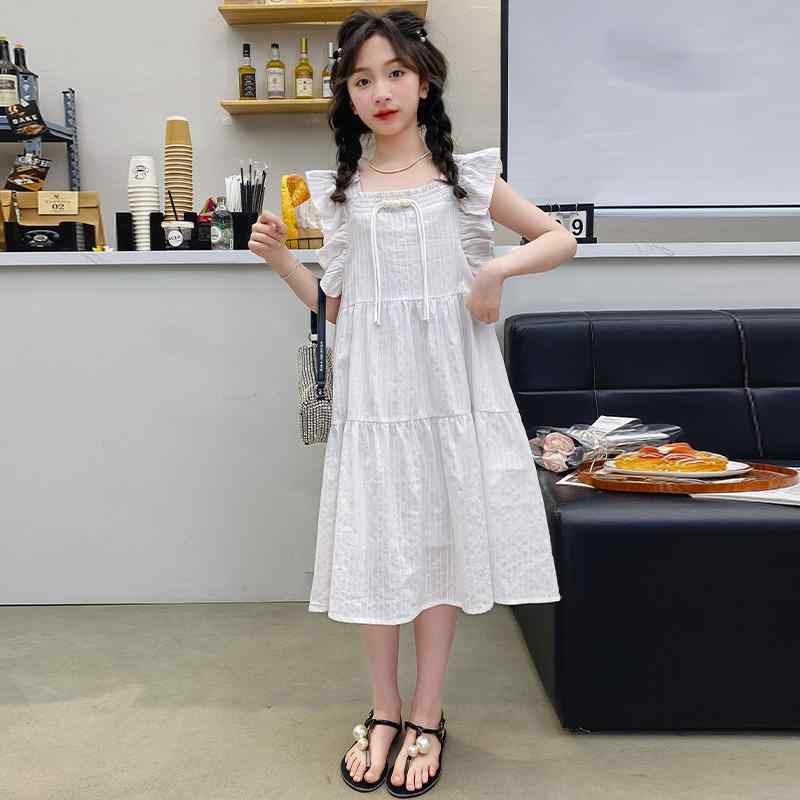 ワンピース 女の子 夏 キッズ 子供 かわいい フライング スリーブドレス 薄手 涼しい 子供 プリンセス ドレス ロング ドレス 子供 ベスト ドレス