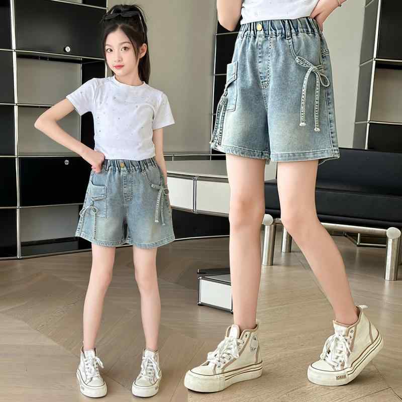 女の子 パンツ デニム カジュアル おしゃれ ショート 夏 薄手 涼しい 子供 子供 ジーンズ