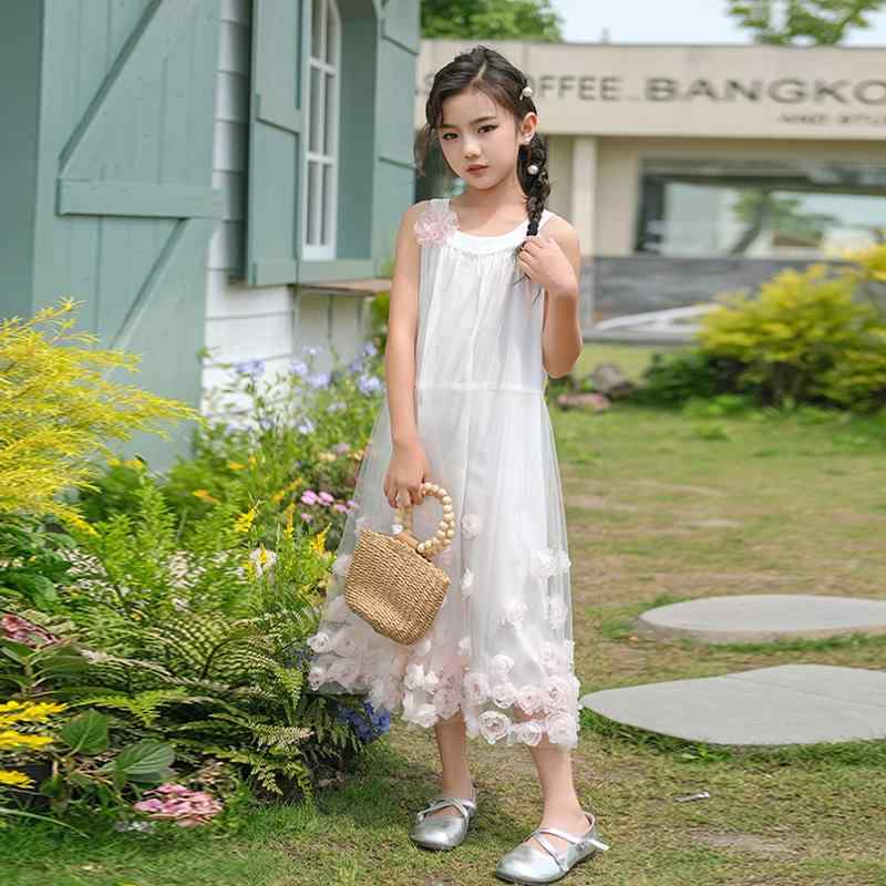 ワンピース 女の子 夏 かわいい サスペンダー スカート 薄手 涼しい 子供 メッシュ スカート ドレス 子供 プリンセス スカート