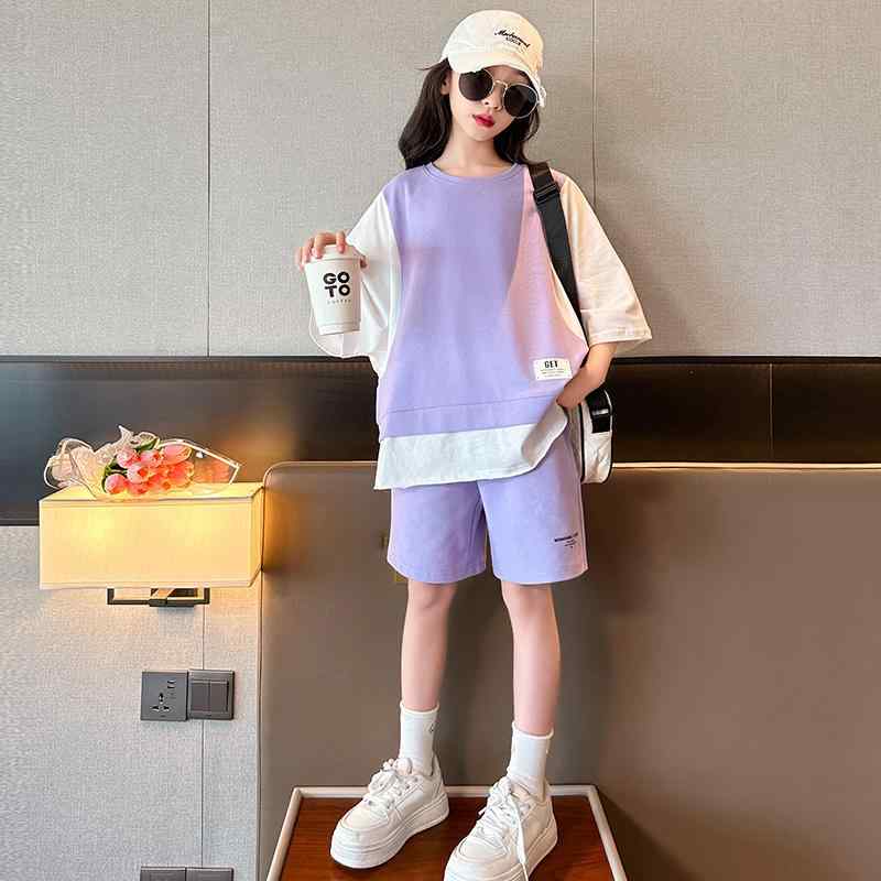 子供服 女の子 セットアップ おしゃれ カジュアル 夏 半袖 ショート パンツ 2点セット 韓国 トレンディ ウェア