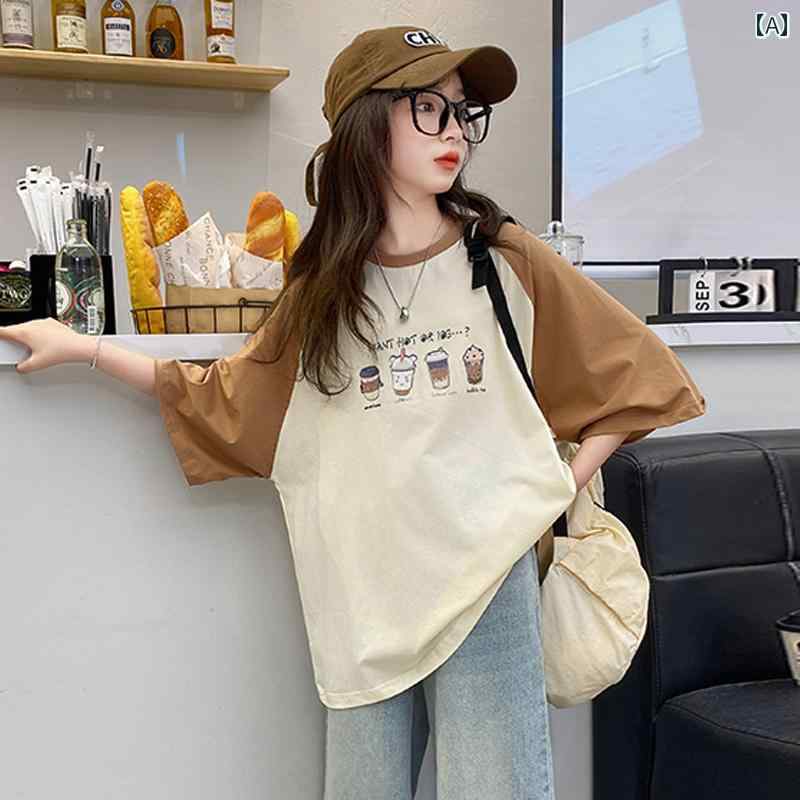 女の子 ファッション キッズ 半袖 トップス 夏 薄手 涼しい 子供 韓国 Tシャツ シャツ 大きめ 子供 Tシャツ