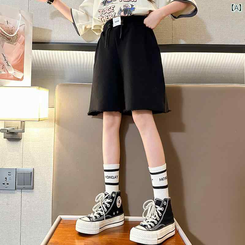 キッズ ズボン 女の子 カジュアル おしゃれ パンツ 子供 夏 ショート 薄手 涼しい 大きめ ゆったり トレンド