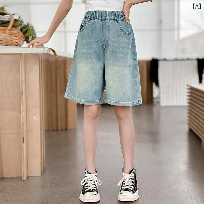 女の子 パンツ デニム カジュアル おしゃれ ショーツ 夏 薄手 涼しい 子供 韓国 ジーンズ 子供 トレンディ