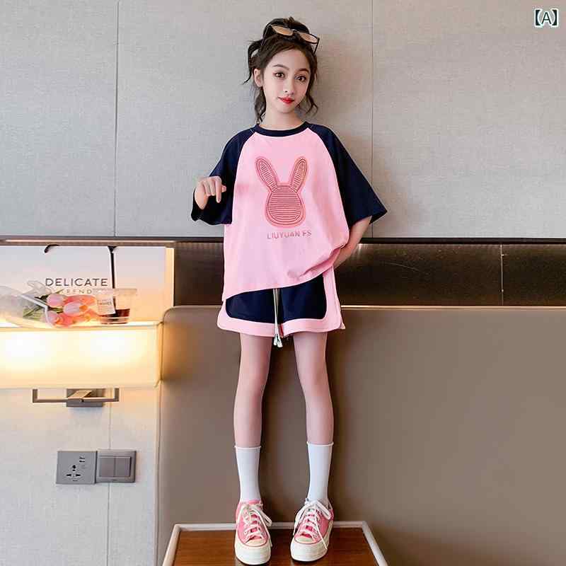 子供服 女の子 セットアップ おしゃれ カジュアル 夏 半袖 薄手 涼しい ショート パンツ 2点セット ウェア