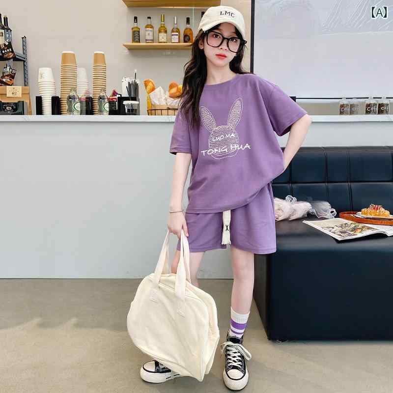 子供服 女の子 セットアップ おしゃれ カジュアル 夏 半袖 薄手 涼しい 2点セット 韓国 ズボン パンツ