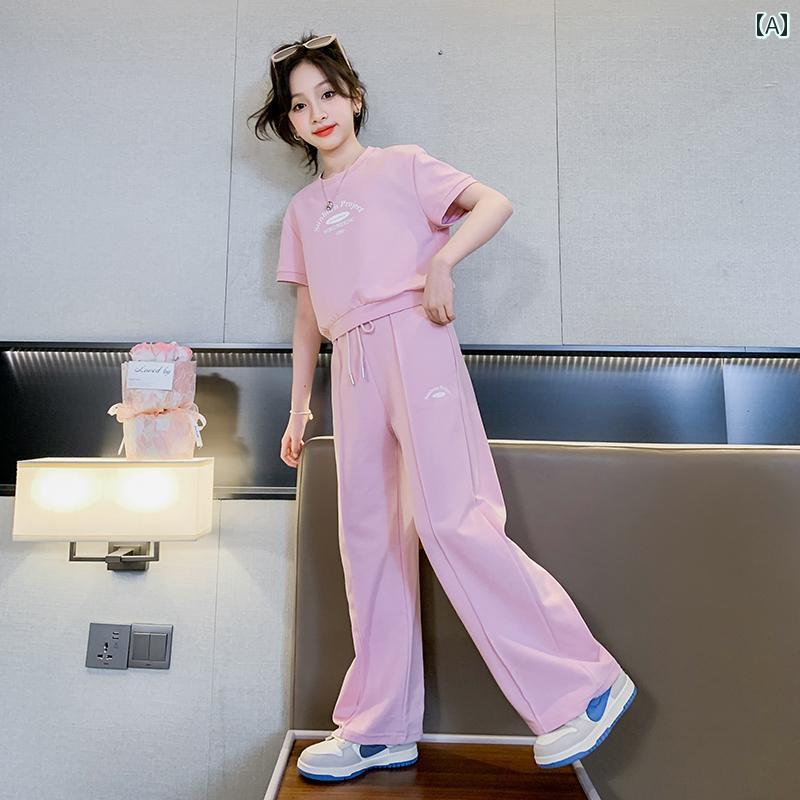 女の子 ファッション キッズ セットアップ 夏 薄手 涼しい 子供 スポーツ セットアップ 韓国 カジュアルウェア 子供