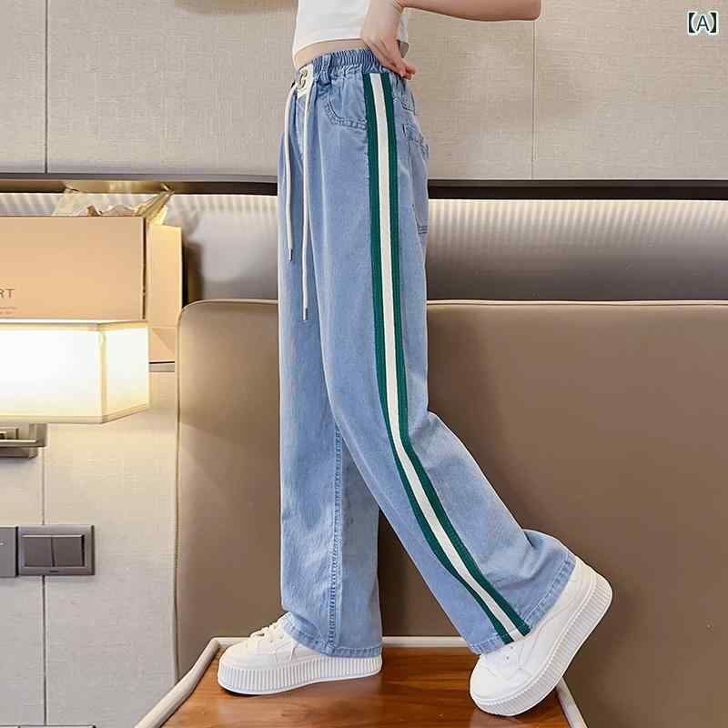 女の子 パンツ デニム カジュアル おしゃれ 薄手 涼しい 夏 服 子供 ファッション ワイドレッグ ジーンズ 子供 韓国