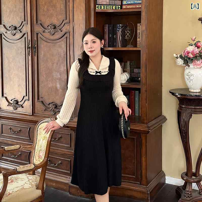 ぽっちゃり ワンピース レディース ファッション 上品 花 大きいサイズ 服 フレンチ ニット ロング スカート｜おうち健康生活