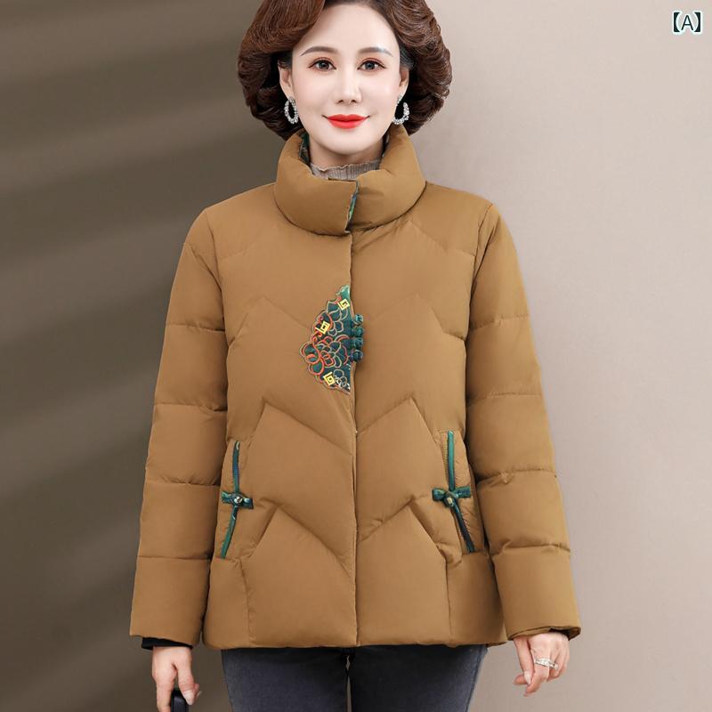 ミセス ファッション 婦人服 体型カバー 上品 淑女 レディース ダウン ジャケット 秋冬 起毛 厚手 綿入り ジャケット 冬 コート｜おうち健康生活