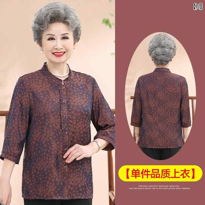 ミセス ファッション 婦人服 体型カバー 上品 淑女 レディース 夏 半袖 シャツ トップス 夏 薄手 涼しい シャツ