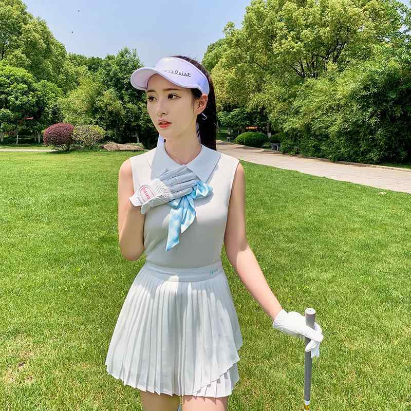 ゴルフウェア レディース おしゃれ 夏 速乾 ノースリーブ トップス スリム フィット ストレッチ性 ショート スカート｜おうち健康生活