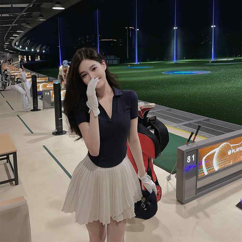 ゴルフウェア レディース おしゃれ 韓国 ポロシャツ 半袖 Tシャツ プリーツ スカート セットアップ テニス バドミントン 露出 防止 ショート スカート パンツ