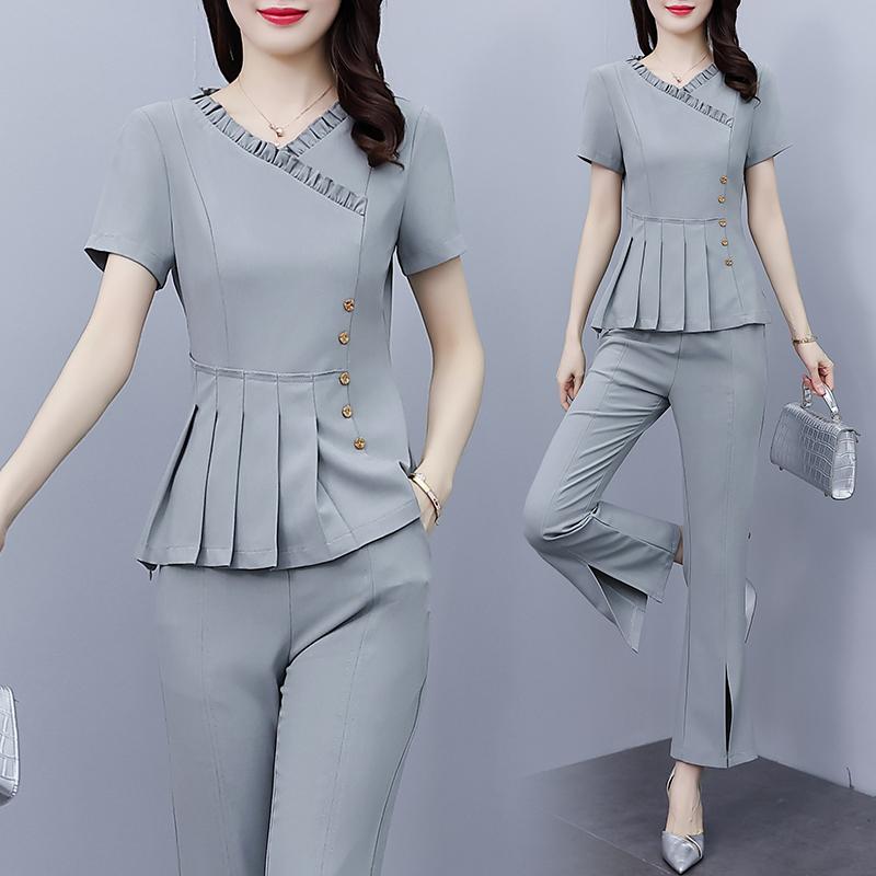 セットアップ レディース ひんやり 冷やりとした 夏 服 か細い 西洋  2点仕掛ける 馬鹿でかい大きさ 成人女性服 夏 流行り