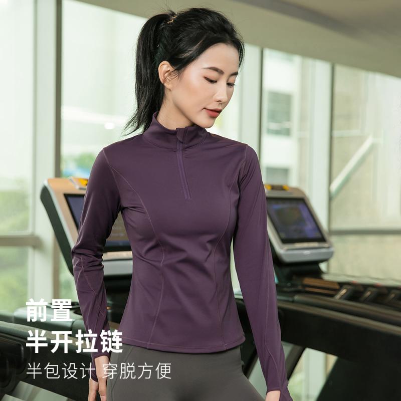 フィットネスウェア レディース スポーツ 運動 ハーフ プル 服 春秋 長袖 ランニング トップス ヨガ ピラティス トレーニング 服