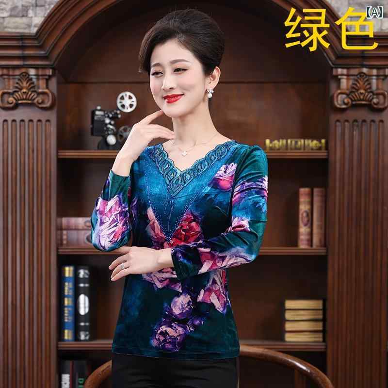 婦人服 ファッション 上品 おしゃれ レディース 淑女 衣装 Vネック シャツ 起毛 トップス 長袖 Tシャツ｜おうち健康生活