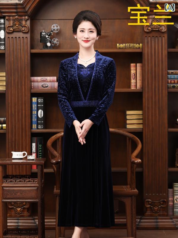 婦人服 ファッション 上品 おしゃれ レディース 淑女 起毛 ドレス 秋冬 エレガント ドレス｜おうち健康生活