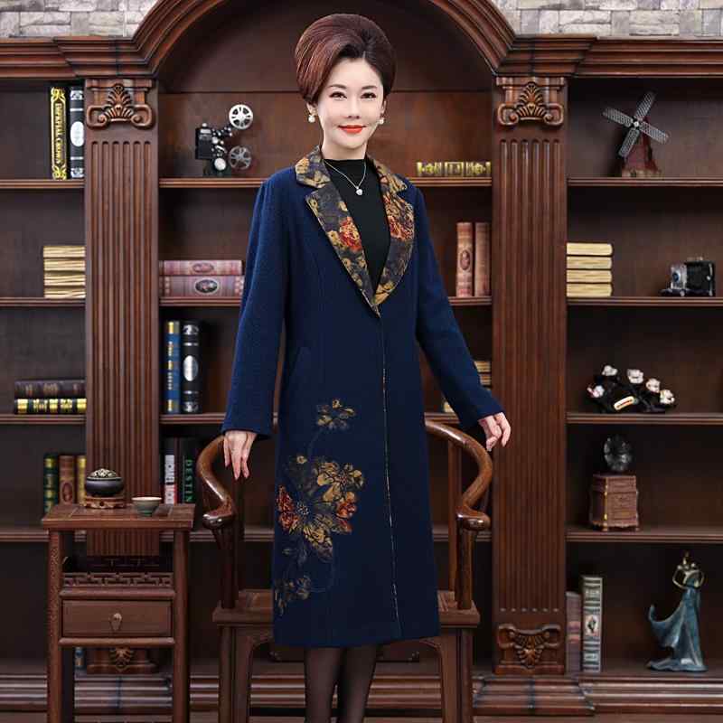 婦人服 ファッション レディース おしゃれ 上品 秋冬 刺繍 厚手 コート 西洋 スリム ウール コート 丈