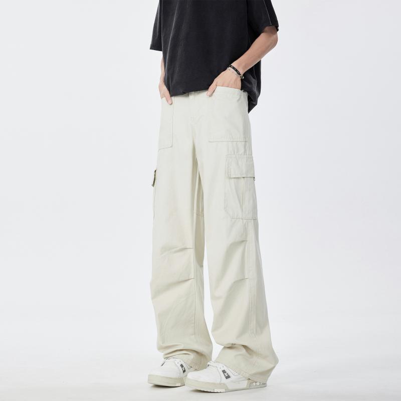 メンズ ファッション レディース トレンディ 夏 プリーツ ストレート ロング パンツ