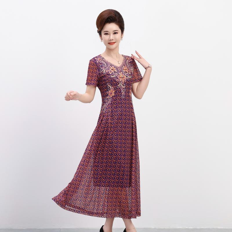 婦人服 ワンピース ドレス 上品 おしゃれ レディース 夏 ロング ウエスト スリム 花柄 aライン スカート