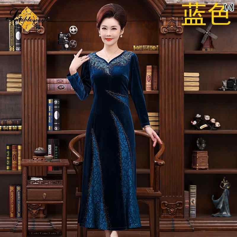 婦人服 ファッション 上品 おしゃれ レディース 淑女 秋 起毛 ドレス Vネック パーティー エレガント フィッシュテール スカート ドレス