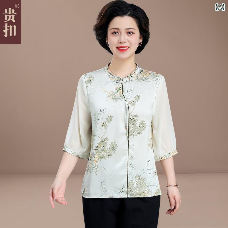 婦人服 ファッション 上品 おしゃれ レディース 淑女 夏 服 スーツ 中国 シフォン トップス 夏 半袖 Tシャツ