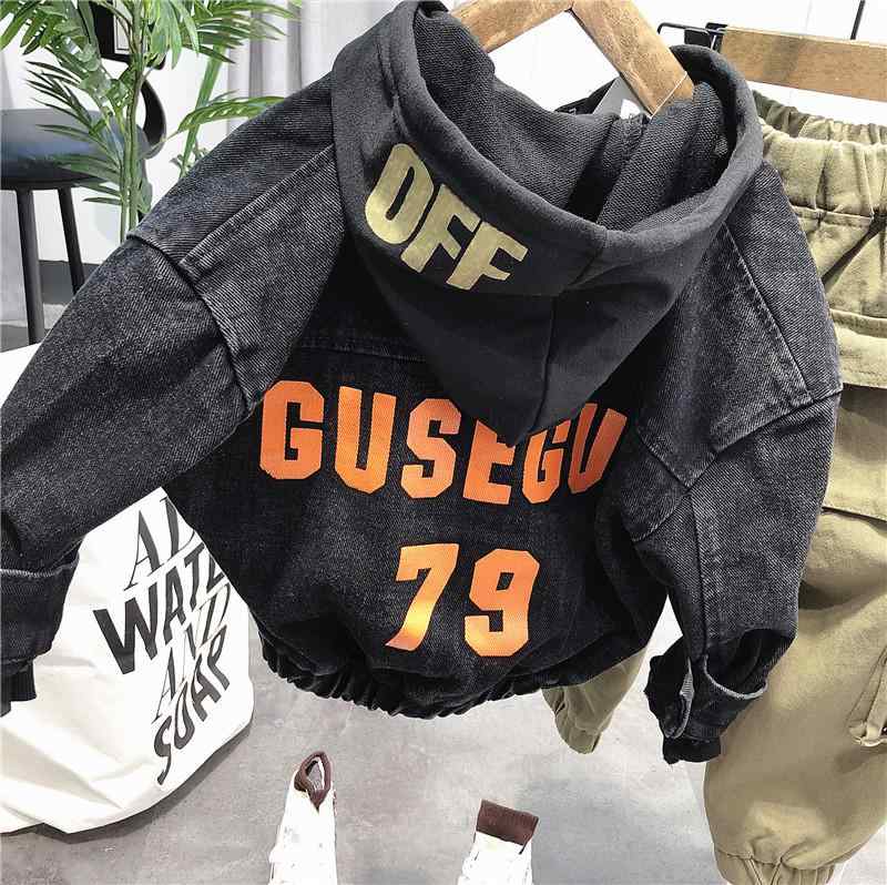 キッズ ファッション カジュアル おしゃれ 男の子 子供 デニム 服 子供 ゆったり デニム 服 春秋 ブラック トップ デニムジャケット