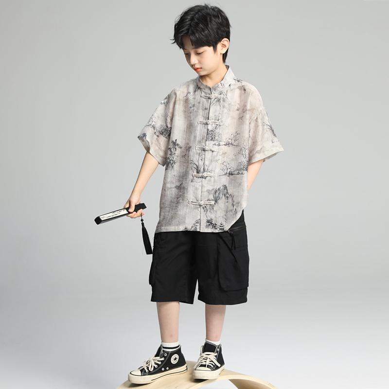 男の子 ファッション ボーイズ 子供 夏 おしゃれ 漢 セットアップ チャイナ風 唐 セットアップ 中国 トレンド