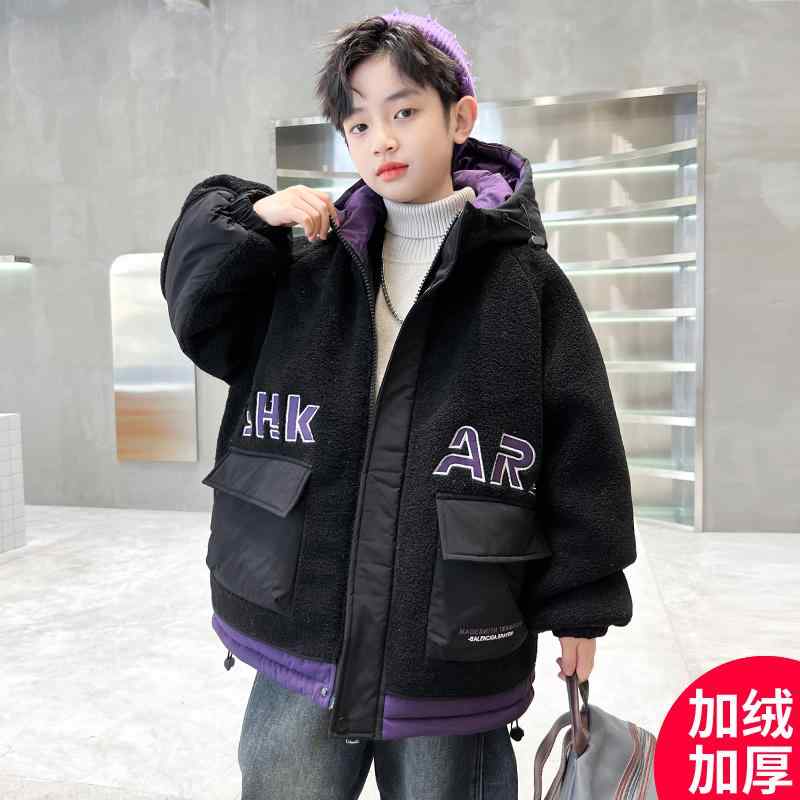 アウター 御坊っちゃん 冬 上衣 前掛け 格好のいい 朦々たる シェルパ 起毛 赤ちゃん 秋 綿 厚地の外套