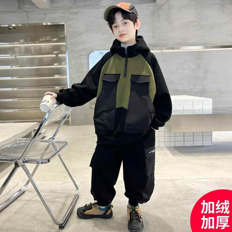 男の子 ファッション ボーイズ 子供 おしゃれ 春 スウェットシャツ セットアップ 起毛 厚手 春 春秋