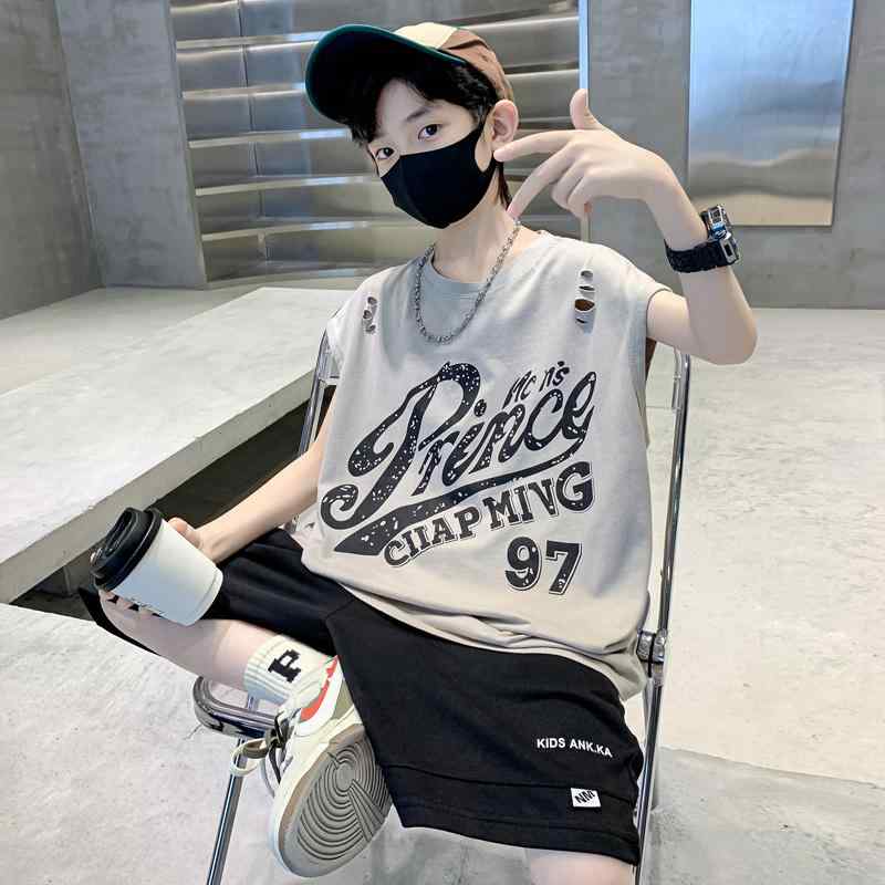 男の子 ファッション ボーイズ 子供 夏 おしゃれ セットアップ ノースリーブ タンクトップ スポーツウェア 大きめ